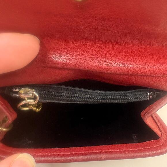 VTG Coach Multifunction Purse 7219 Red Small Leather Snap Close Tiny Hangtag 90s - Picture 12 of 16